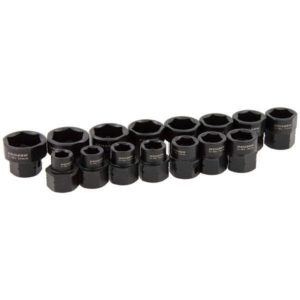Extra Stubby Impact Socket Set Hex Shanked 1/2 15-Piece 10-24mm CR-MO - Neilsen