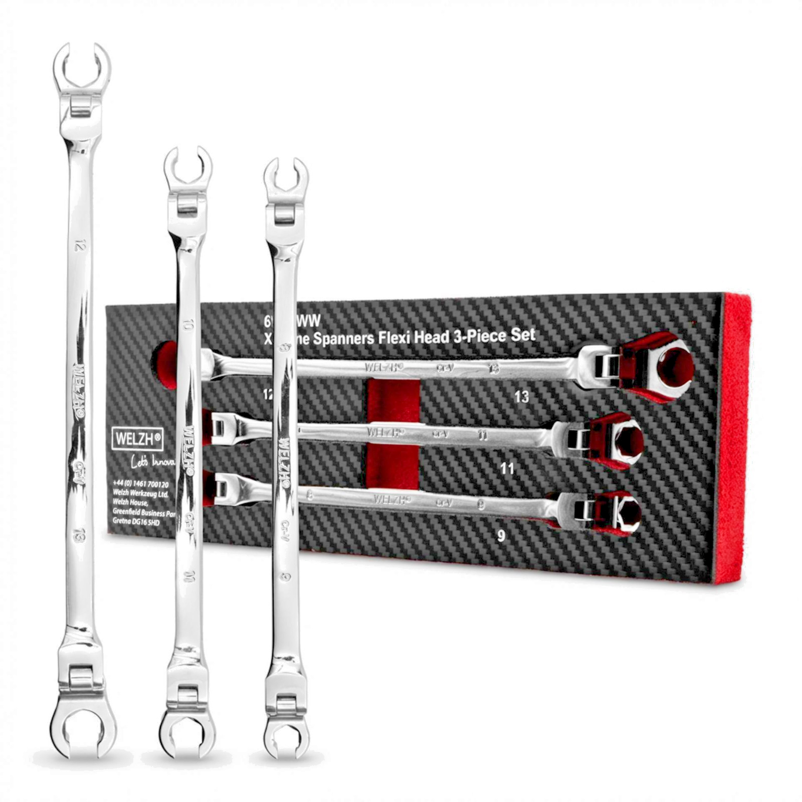 Extra Long Flexi Head Line Spanner Wrench Set 8-13mm - Welzh Werkzeug Extra Long Flexi Head Line Spanner Wrench Set 8-13mm - Welzh Werkzeug