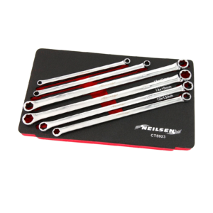 Extra Long Double Ring Aviation Spanner Wrench Set With Extractor Ends 8-19mm - Neilsen