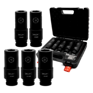 Weighted Deep Impact Socket Set 1/2'DR 17mm 18mm 19mm 21mm 22mm - Welzh Werkzeug