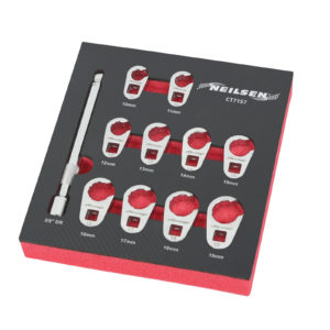 Crowfoot Spanner Wrench Set 12-Point 11-Piece 3/8DR 10-19mm - Neilsen