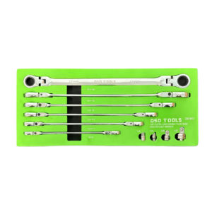 Flexi Head Ratchet Spanner Wrench Set Double Ring Aviation Extra Long 8-19mm - DSD