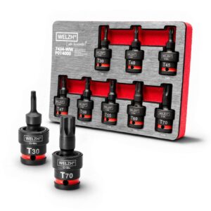 Flexi Joint Impact Torx T Star Bit Socket Set 1/2' T30-T70 - Welzh Werkzeug