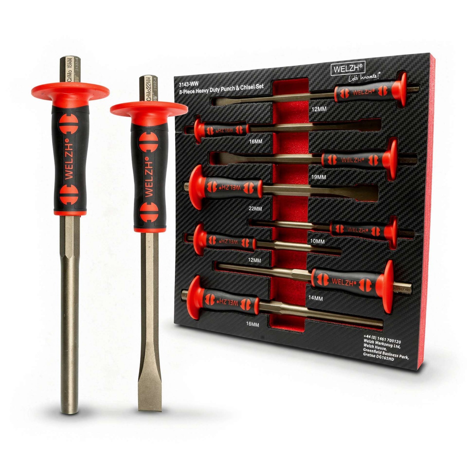Punch & Chisel Tool Set 8-Piece CR-V STEEL - Welzh Werkzeug Punch & Chisel Tool Set 8-Piece CR-V STEEL - Welzh Werkzeug